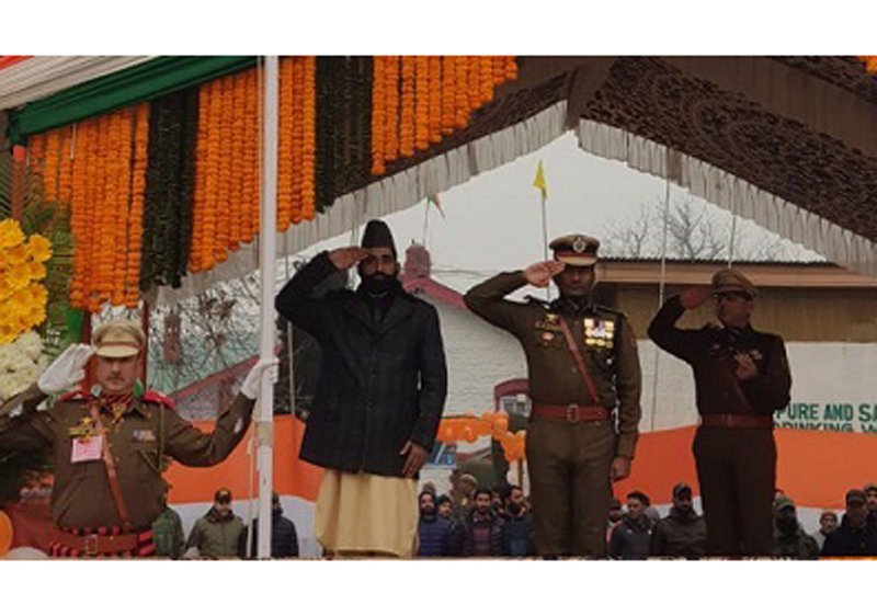DDC Anantnag Chairman saluting National Flag.