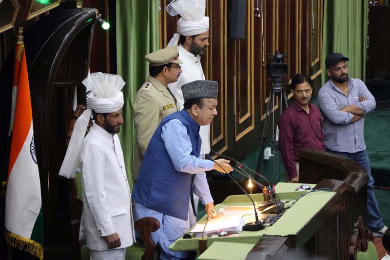 Speaker Abdul Rahim Rather giving ruling on adjournment motion in the Assembly.