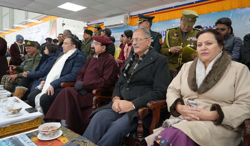 LG Ladakh Kavinder Gupta and others during inaugural event of KIWG-2026 at Leh on Tuesday.